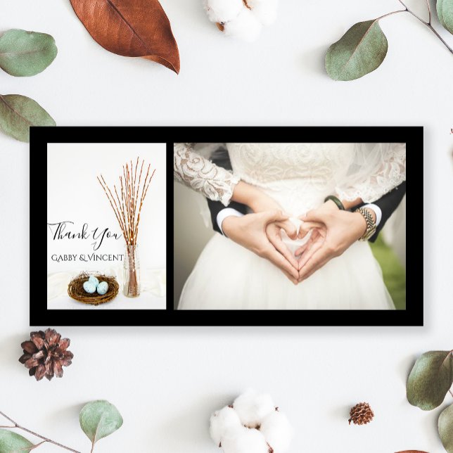 Tarjeta De Agradecimiento Huevos de nido de aves Pussy Willows Boda Gracias (Subido por el creador)