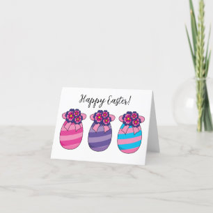 Tarjeta De Agradecimiento Huevos de Pascua con flores y cinta de opciones