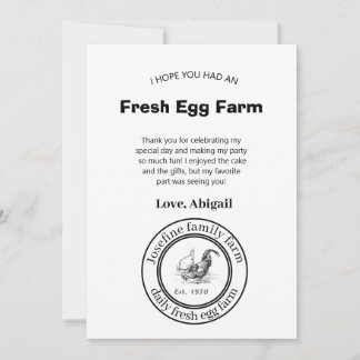 Tarjeta De Agradecimiento Huevos Frescos De Granja Gallinero Rústico Campo