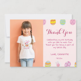 Tarjeta De Agradecimiento Huevos Rosados Dulces Pastel Cumpleaños Niños Foto