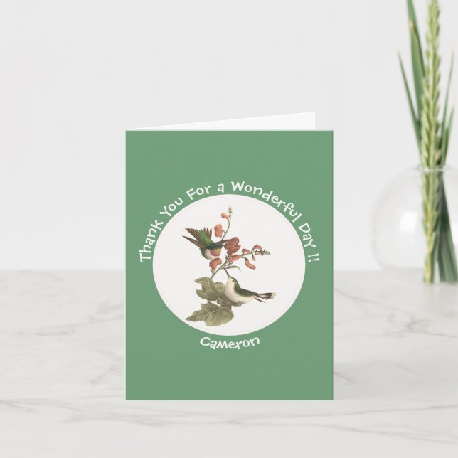 Tarjeta De Agradecimiento Hummingbird, cumpleaños u otro Fiesta con trompa d (Anverso)