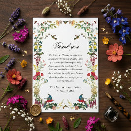 Tarjeta De Agradecimiento Hummingbird Floral Garden Baby Shower