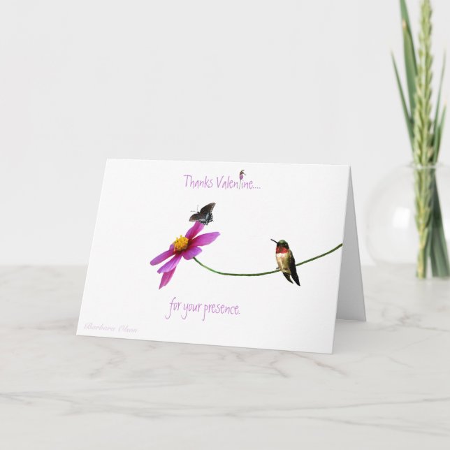Tarjeta De Agradecimiento Hummingbird: Gracias por tu presencia (Anverso)