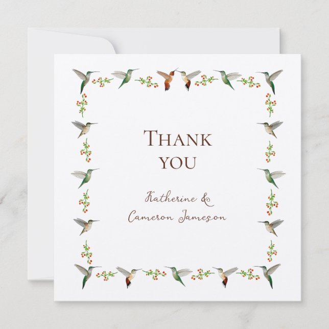 Tarjeta De Agradecimiento Hummingbird Wedding (Anverso)