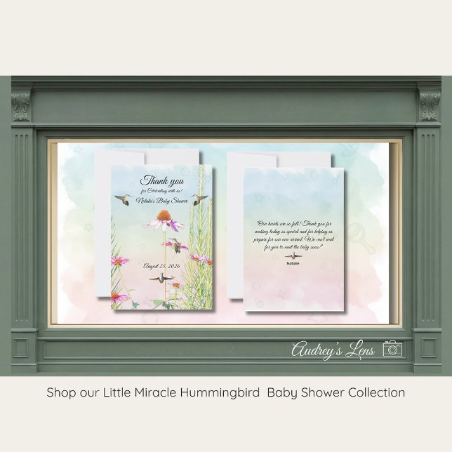 Tarjeta De Agradecimiento Hummingbird & Wildflower Baby Shower (Subido por el creador)