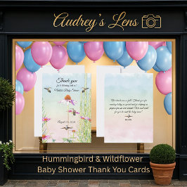 Tarjeta De Agradecimiento Hummingbird & Wildflower Baby Shower