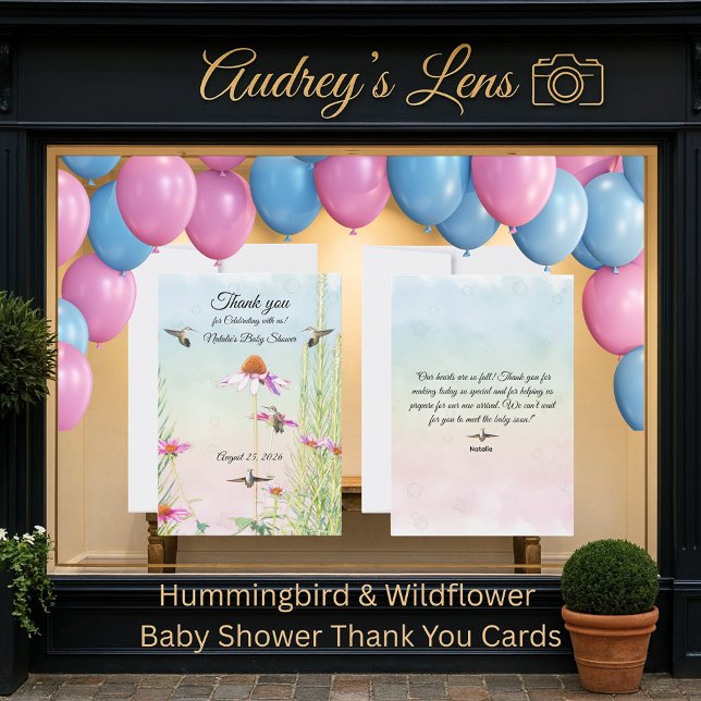 Tarjeta De Agradecimiento Hummingbird & Wildflower Baby Shower (Subido por el creador)