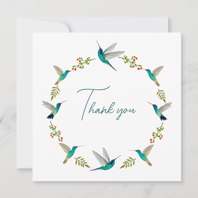 Tarjeta De Agradecimiento Hummingbird Wreath Gracias (Anverso)