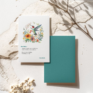 Tarjeta De Agradecimiento Hummingbirds Floral Wreath