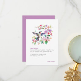 Tarjeta De Agradecimiento Hummingbirds Floral Wreath