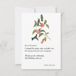 Tarjeta De Agradecimiento Hummingbirds Floral Wreath Bithday Fiesta