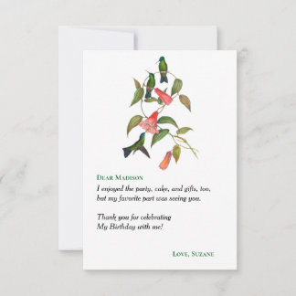 Tarjeta De Agradecimiento Hummingbirds Floral Wreath Bithday Fiesta