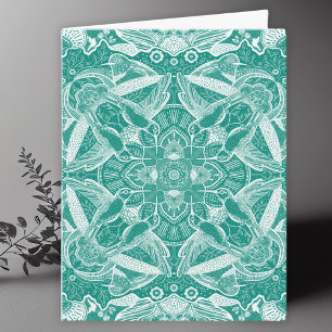 Tarjeta De Agradecimiento Hummingbirds Mandala Art Blank