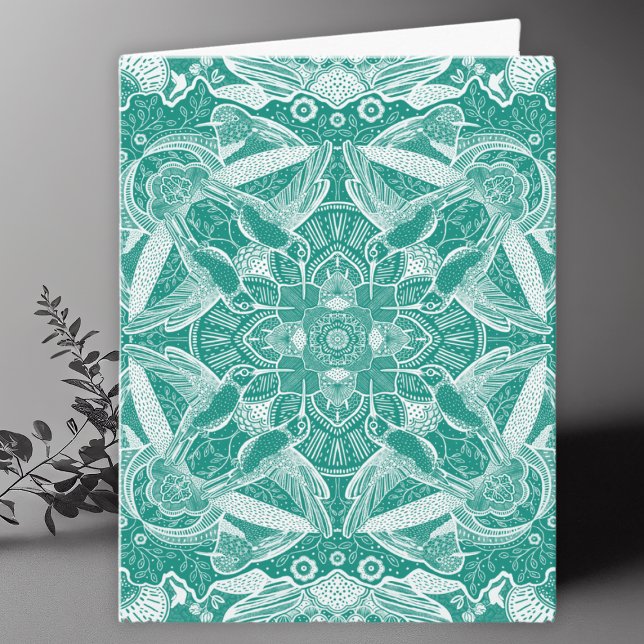 Tarjeta De Agradecimiento Hummingbirds Mandala Art Blank (Subido por el creador)