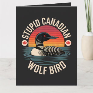 Tarjeta De Agradecimiento Humor estúpido de lobo pájaro canadiense somorgujo