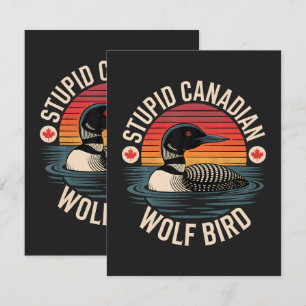 Tarjeta De Agradecimiento Humor estúpido de lobo pájaro canadiense somorgujo