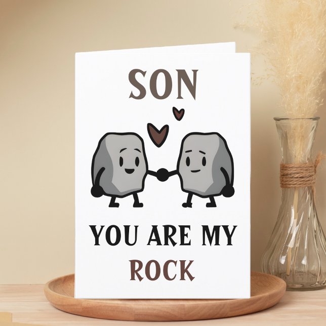 Tarjeta De Agradecimiento Humor gracioso de Chiste Rock Pun lindo hijo feliz (funny you are my rock birthday card for son)