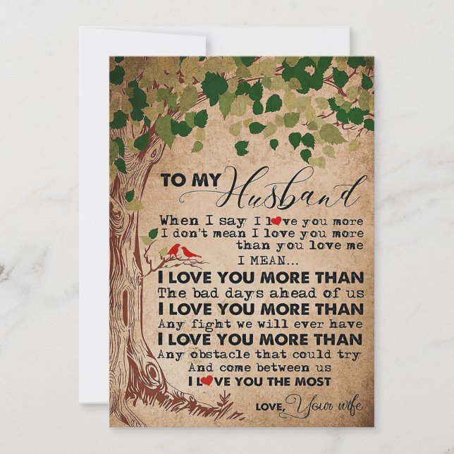 Tarjeta De Agradecimiento Husband To My Husband I Love You More (Anverso)