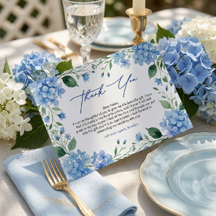 Tarjeta De Agradecimiento Hydrangea Azul Algo de Azul Despedida de Soltera A