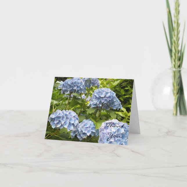 Tarjeta De Agradecimiento Hydrangea Azul Gracias (Anverso)
