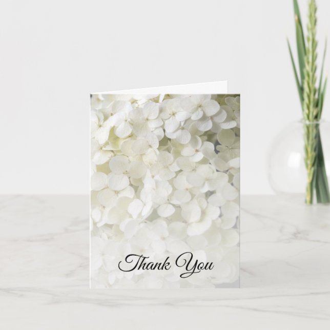 Tarjeta De Agradecimiento Hydrangea Blanca Simpatía Floral Gracias (Anverso)