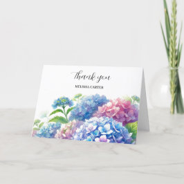 Tarjeta De Agradecimiento Hydrangea Blue Floral Boda Gracias