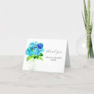Tarjeta De Agradecimiento Hydrangea Blue Floral Rustic Boda Gracias