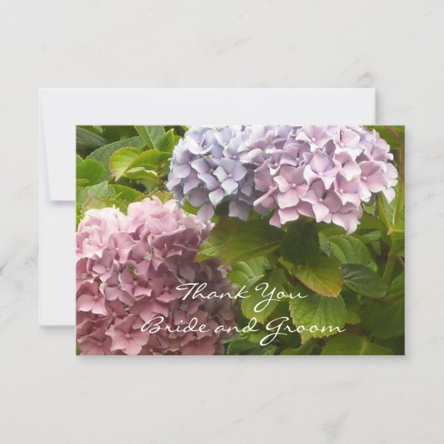 Tarjeta De Agradecimiento Hydrangea Boda Gracias (Anverso)