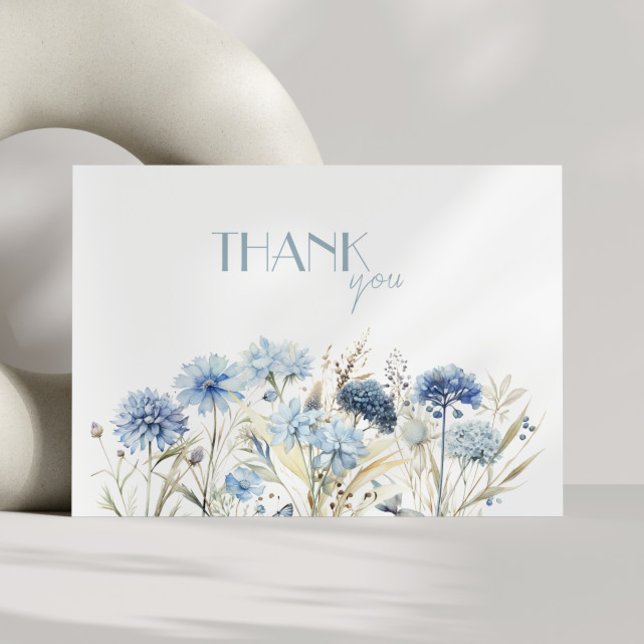 Tarjeta De Agradecimiento Hydrangea Cornflowers Bridal Shower Gracias (Subido por el creador)