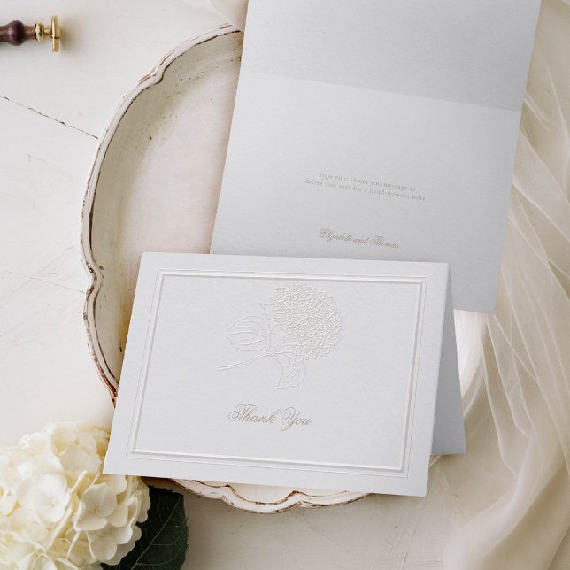 Tarjeta De Agradecimiento Hydrangea Elegant Classic Formal Boda Gracias (hydrangeas wedding folded thank you card formal traditional elegant modern classic double frame)