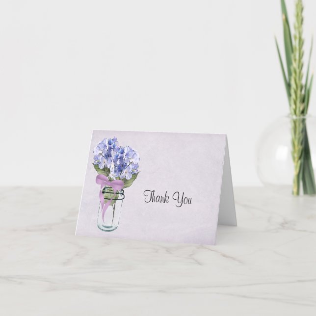 Tarjeta De Agradecimiento Hydrangea en un Jar Mason (Anverso)