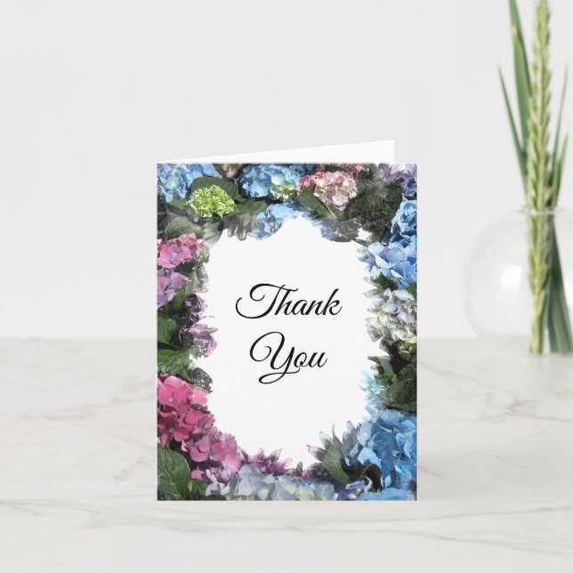Tarjeta De Agradecimiento Hydrangea Flower Frame Thank You (Anverso)