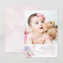 Tarjeta De Agradecimiento Hydrangea | Peony Blooms Baptism Photo Gracias