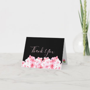 Tarjeta De Agradecimiento Hydrangea Rosa Acuarela