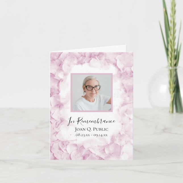 Tarjeta De Agradecimiento Hydrangea rosa Flor acuarela Compasión funeral (Anverso)