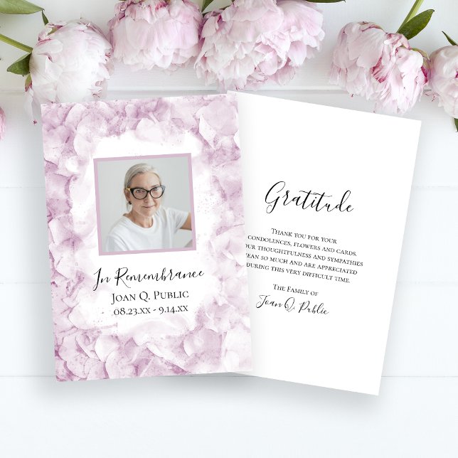 Tarjeta De Agradecimiento Hydrangea rosa Flor acuarela Compasión funeral (Subido por el creador)