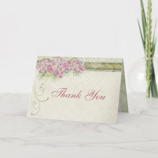 Tarjeta De Agradecimiento Hydrangea rosado de la apariencia vintage, gracias