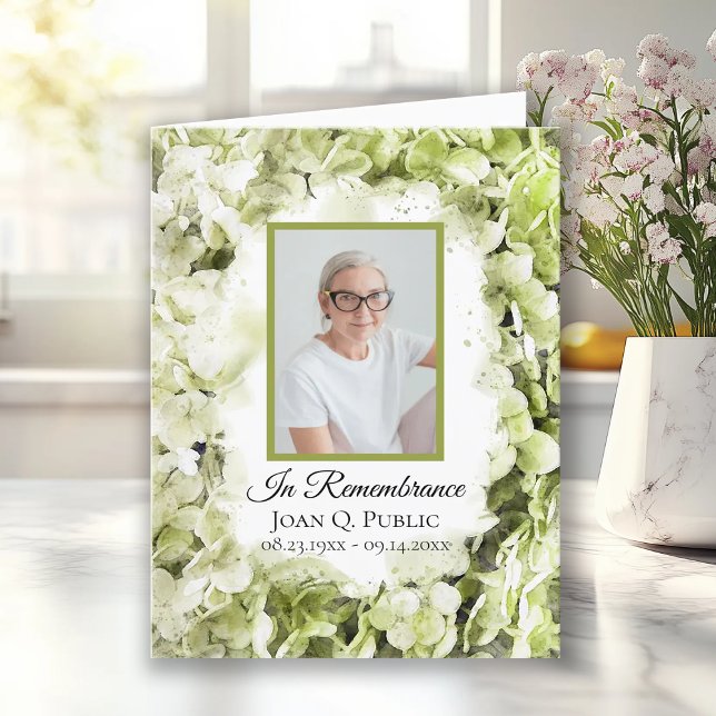 Tarjeta De Agradecimiento Hydrangea Verde Flor Acuarela Compasión funeral (Subido por el creador)