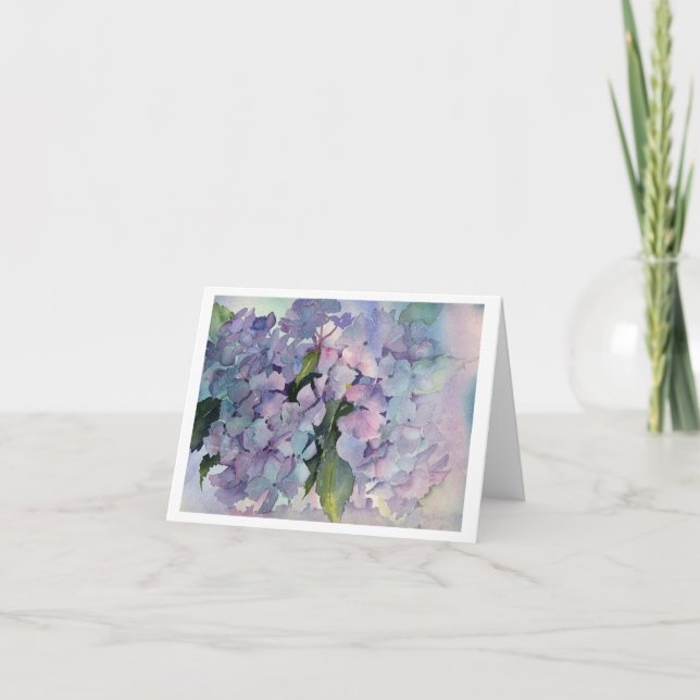 Tarjeta De Agradecimiento Hydrangeas Blue (Anverso)