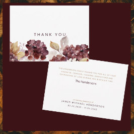 Tarjeta De Agradecimiento Hydrangeas Funeral Botánico Simple Gracias