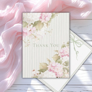Tarjeta De Agradecimiento Hydrangeas Rosadas Blancas Ducha de Novia