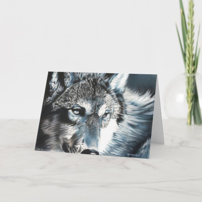 Tarjeta De Agradecimiento Hypnotic Wolf Greeting Card de Michaeline (Anverso)