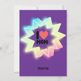 Tarjeta De Agradecimiento I Love Mom Colorful Neon Star
