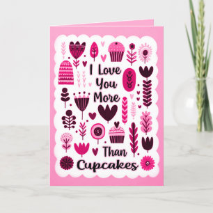 Tarjeta De Agradecimiento I Love You More Than Cupcakes Pink Valentines Day
