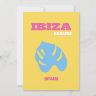 Tarjeta De Agradecimiento Ibiza, España, arte de viajes, amarillo