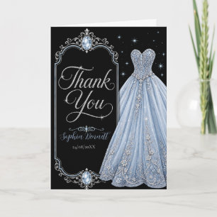 Tarjeta de agradecimiento Ice Blue Jewel Sweet 16