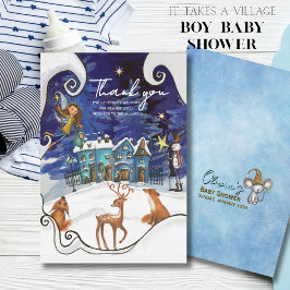 Tarjeta De Agradecimiento Ice Blue Winter Village Thank You Card | Fairy 