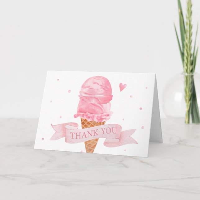 Tarjeta De Agradecimiento Ice Cream Baby Shower (Anverso)