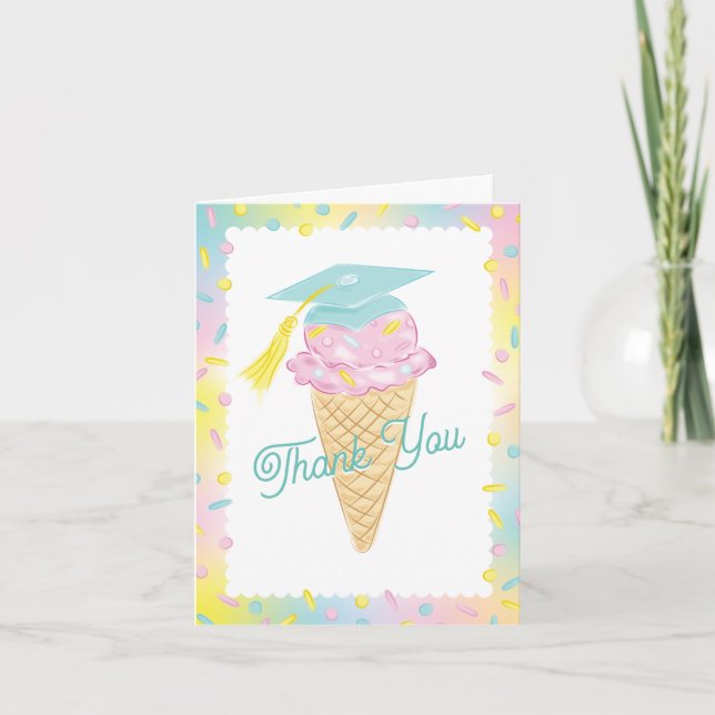 Tarjeta De Agradecimiento Ice Cream Graduation Party (Anverso)