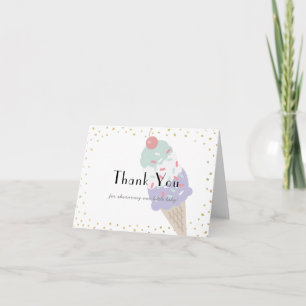 Tarjeta De Agradecimiento Ice Cream Purple Baby Shower